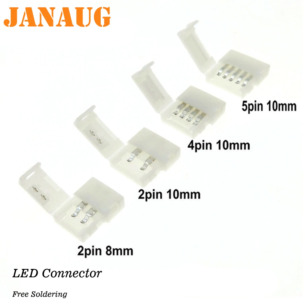 LED Strip Connector 2pin 8mm PCB Width 4pin 5pin 10mm 5050 RGB RGBW Mono-Color Light Connectors Free Welding | Обустройство дома
