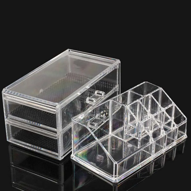 2018 Cosmetic Organizer 2-layer Drawers Acrilico Desk Jewelry Organizer Acrylic Makeup Organizer A