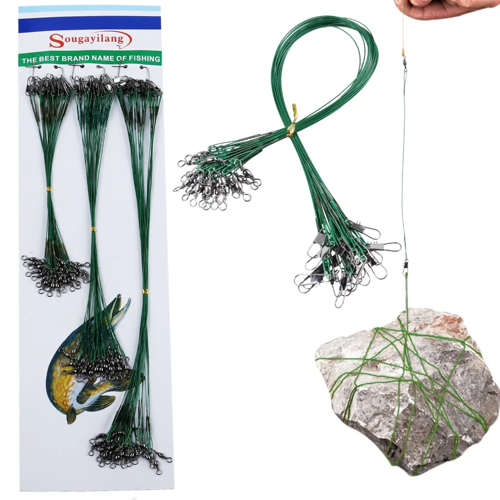 Sougayilang 72pcs Fishing Wire Line Trace Wire Leader Swivel Spinner