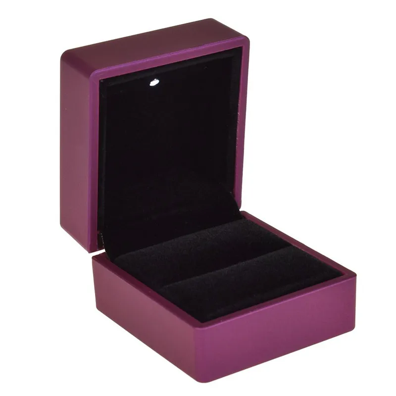 Светодиодный светящийся серьги подарочные коробки для колец обручальное кольцо ювелирный дисплей упаковка-органайзер для хранения для помолвки коробка для переноски подарок
