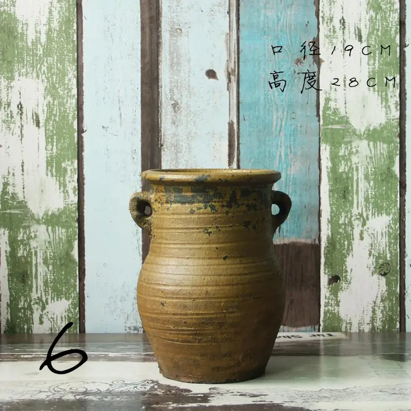Глиняный горшок ваза цветок инсертер ретро старая керамическая ваза гостиная отель украшения дисплей художника дизайнер реквизит - Цвет: qy006