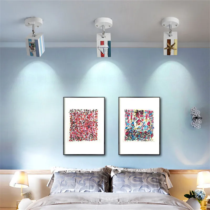 Светодиодный потолочный светильник в средиземноморском стиле для гостиной, спальни, креативная железная лампа, американский мальчик, детская комната, потолочный светильник
