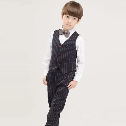 (Vest+shirt+bow tie+pant) New summer clothing sets kids Top boys Flower girl stripe kids clothes children School uniforms suit (Vest+shirt+bow tie+pant) New summer clothing sets kids Top boys Flower girl stripe kids clothes children School uniforms suit