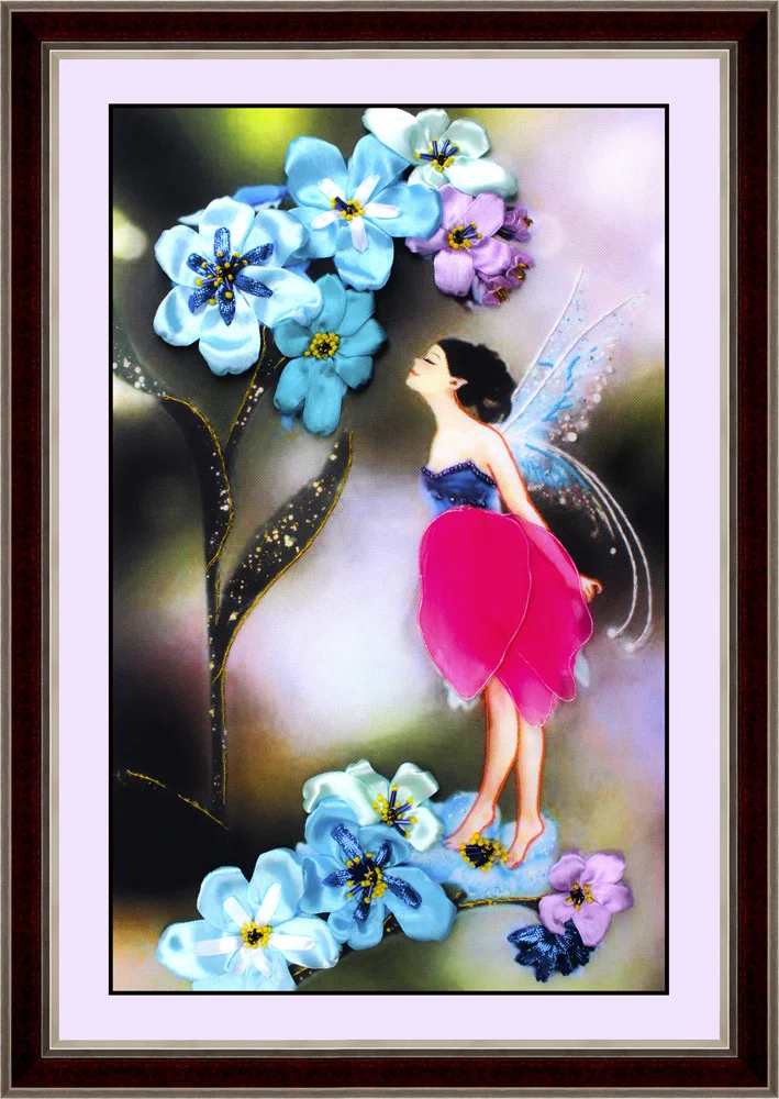 

DIY 3D Ribbon Embroidery cross stitch kits sets handmade needlework / Angel Kiss flower Decor Arts picture paintings