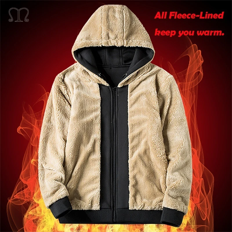 

Thick Warm Hoodies Men 2019 Autumn Winter Casual Wool Fleece Coat Male Fation Zipper Mens Sweatshirts Outwear Brand Clothing 4XL