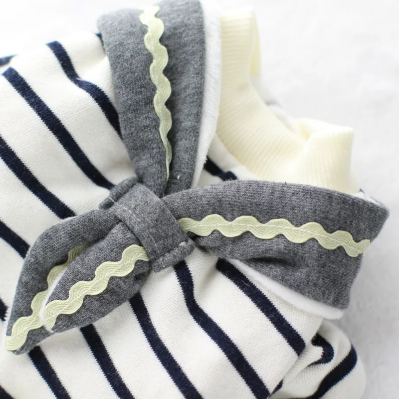 Dog Cat Pet Cotton Padded Jacket Sailor Collar Coat Clothing Striped For Pet Winter Warm Fleece Dog Puppy Jumpsuit Hoodie