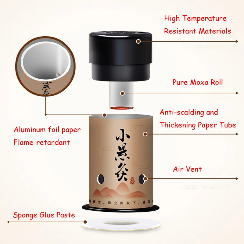 SHARE HO 30pcs Mini Moxa Sticker Moxibustion Rolls Heating Therapy Traditional Chinese Burner Warm Meridian Acupuntura Points