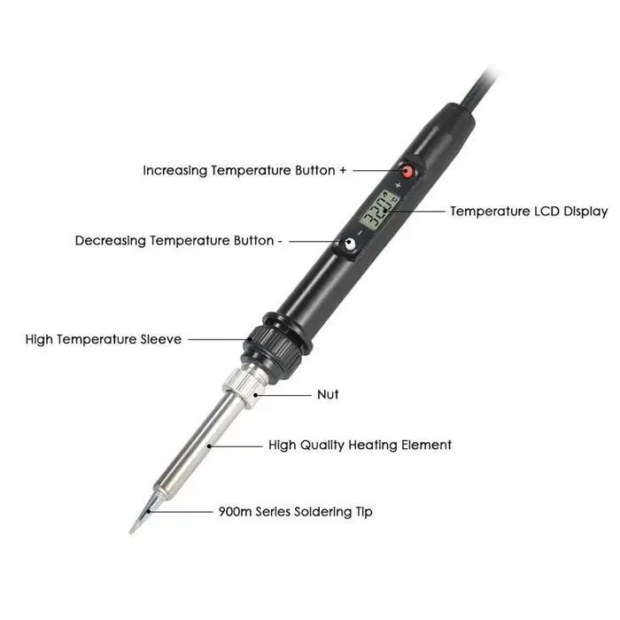 Профессиональный Регулируемый цифровой контроль температуры Электрический паяльник 80 Вт Сопротивление железа 14015% 180-480