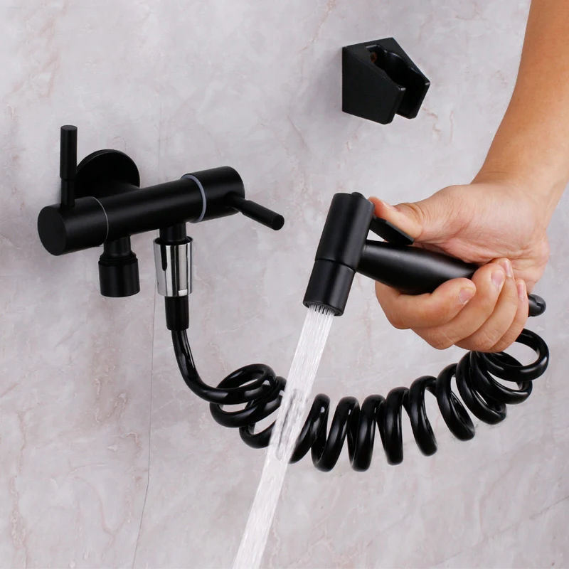 Black Bidet faucet Toilet Sprayer Handheld Hygienic Shower Pet Bath