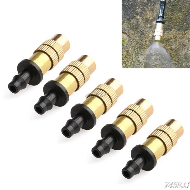 

New 5pcs Adjustable Misting Nozzle Gardening Water Cooling Thread Brass Spray Sprinkler Drop ship