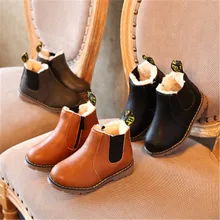 Новая модная детская одежда осень-зима обувь для мальчиков сапоги Martin для девочек; ботинки в британском стиле по мотивам фильма Снежная кожаная обувь