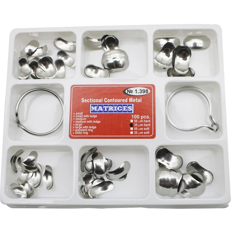 New 100pcs Full Kit Dental Matrix Sectional Contoured Metal Matrices