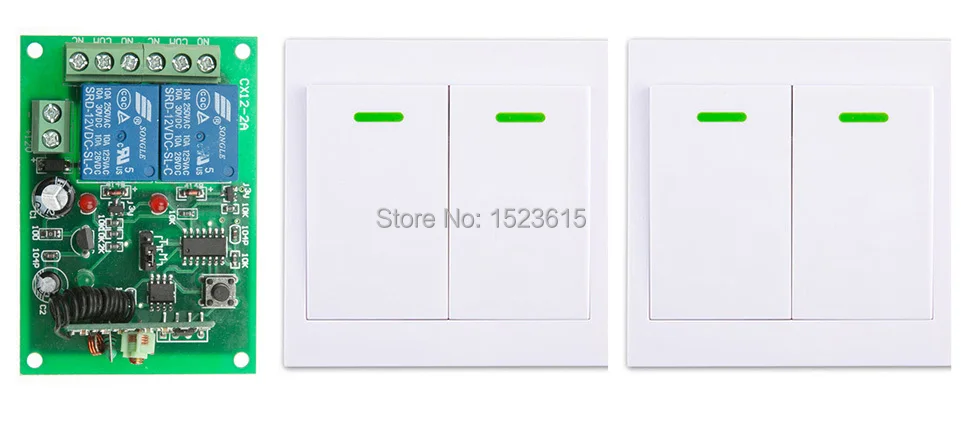

Digital Remote Control Switch DC12V 2CH Receiver +2*Wall Transmitter Wireless Power Switch 315MHZ Radio Controlled Switch Relay