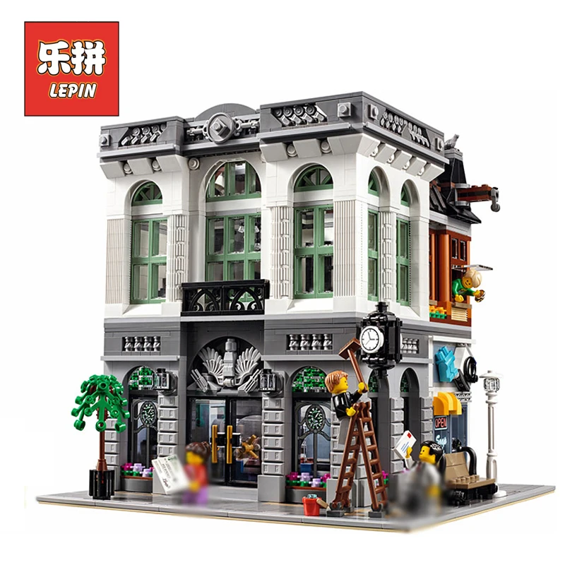 

Lepin 15001 Building Series the City Bank Model Building Kits Blocks Bricks Compatible With 10251 Children DIY Designer Toys