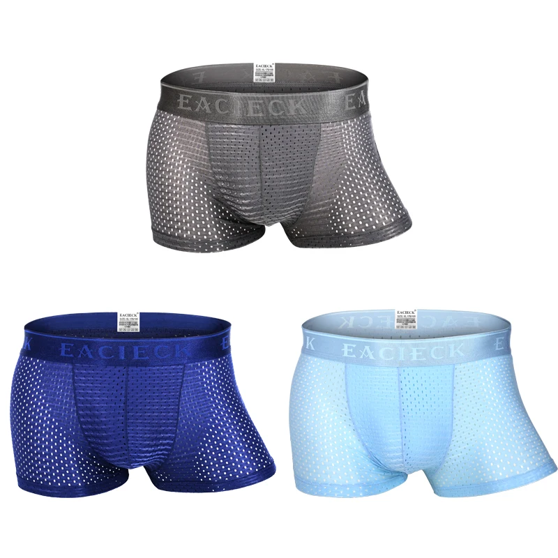 3pece/Lot Mesh Silk Men's Boxer shorts Four Corner Sexy Underwear ...