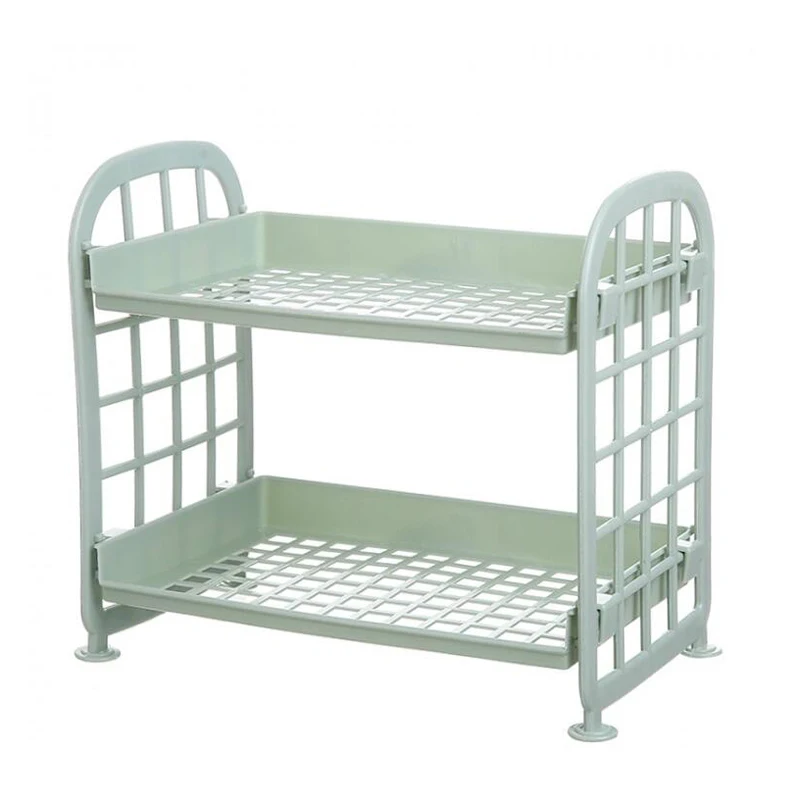 

2 layers Multifunctional Receiving Frame Pure Plastic Freestanding Storage Racks Shelf Tower Durable Indoor Bathroom Garage