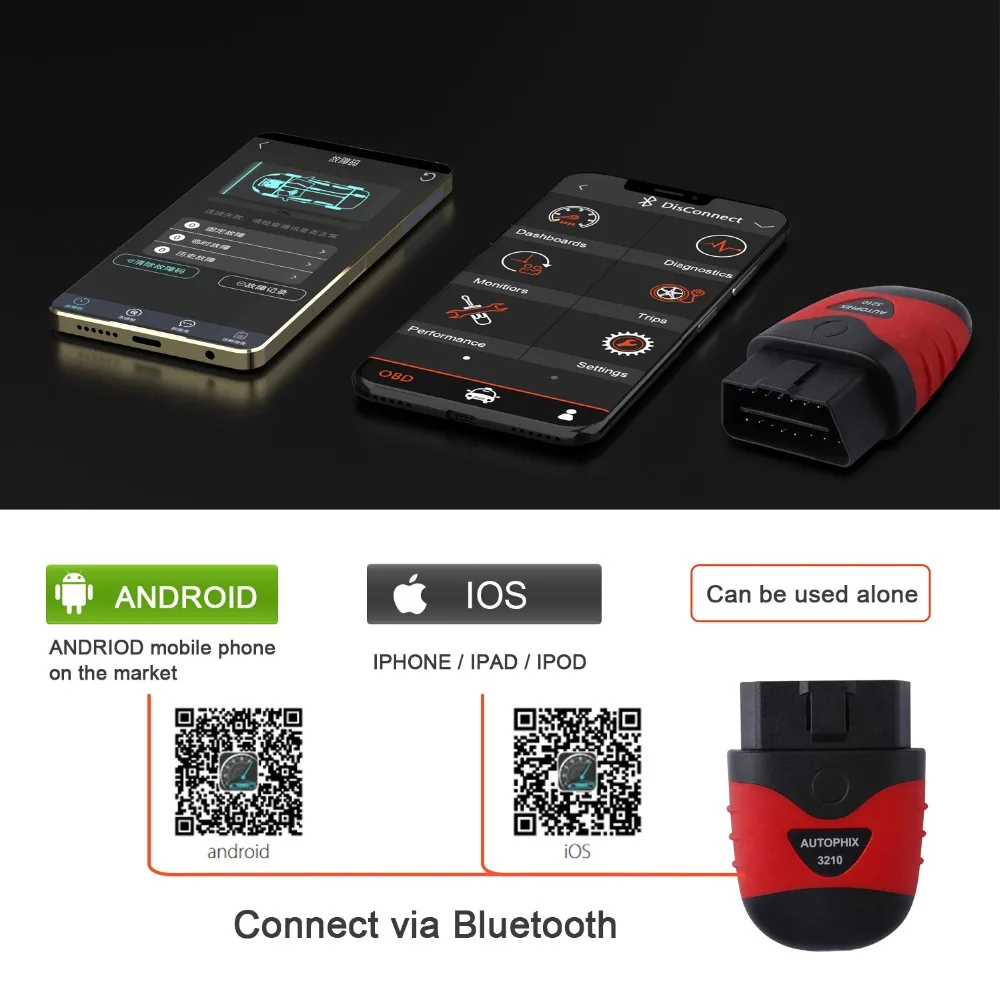 Autophix 3210 OBD2 диагностический сканер и HUD бортовой компьютер 2 в 1 через Bluetooth