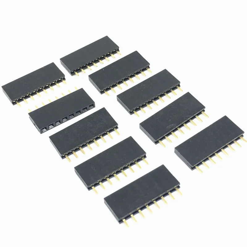 100 шт. 1x8 однорядные 8 контактные разъемы PCB гнездовой разъем 2 54 мм контактный 3