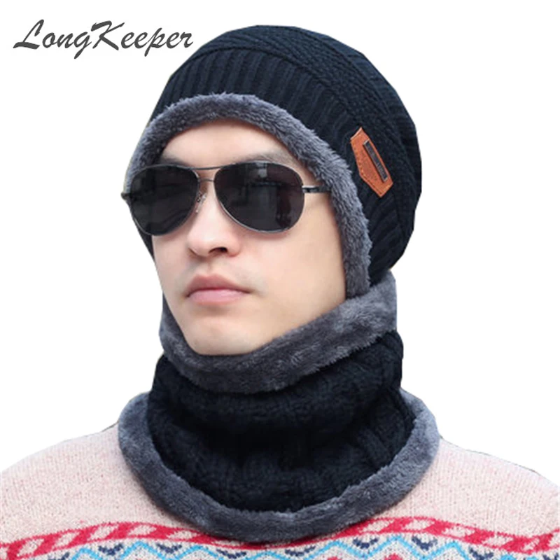 2016 knit scarf cap neck warmer Winter Hats For Men women Caps warm Winter Beanie Fleece Knit Bonnet Hat balaclava