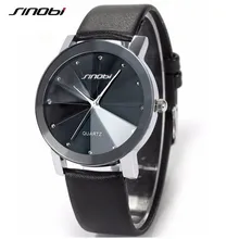 SINOBI Fashion Crystal Luxury Men Wrist Watch Women Leather Quartz Watch Women Watches Hour Montre Femme