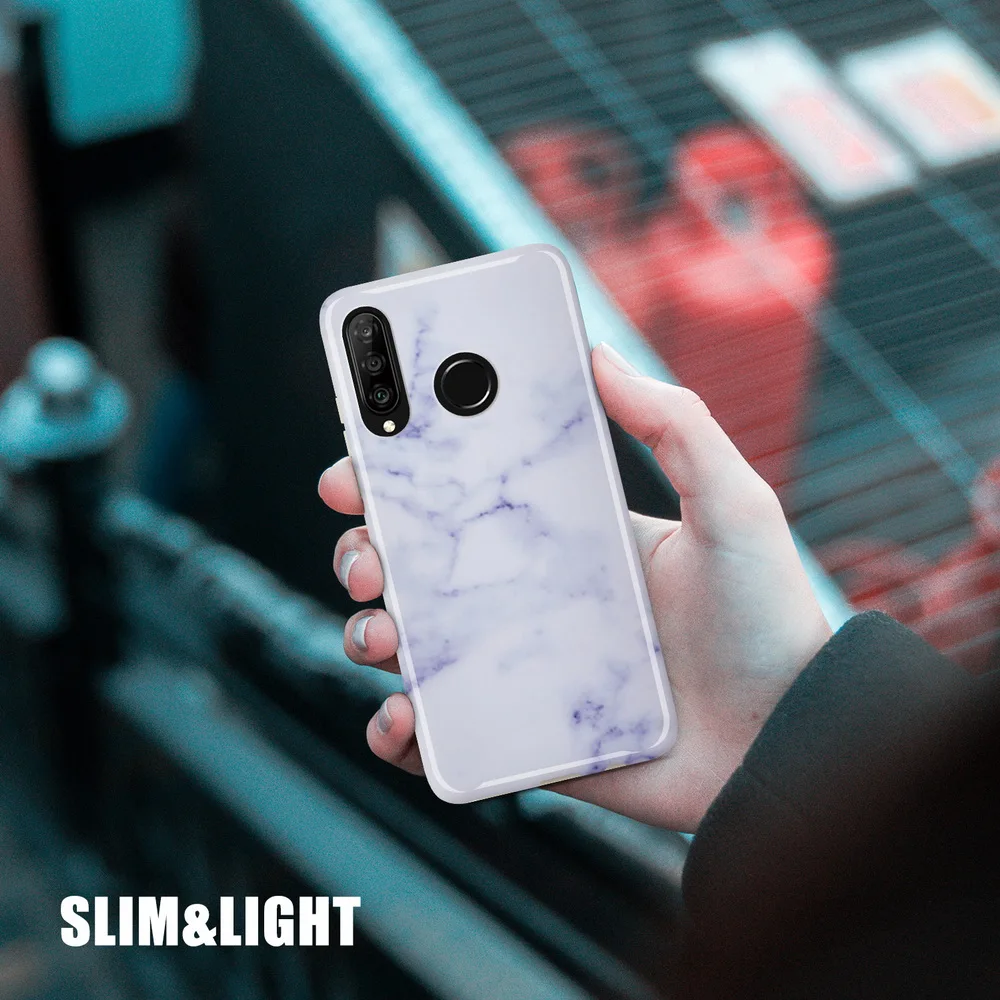 Чехол Netarlier Marble для huawei p30 lite p30pro защитный толстый imd чехол мягкая глянцевая