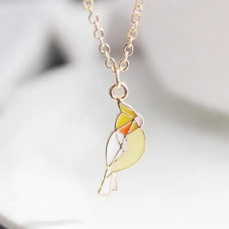 LANIWOO, ожерелье с мультяшной птицей, милая подвеска, модное ювелирное изделие, аксессуар, подарок для детей - Окраска металла: Parrot