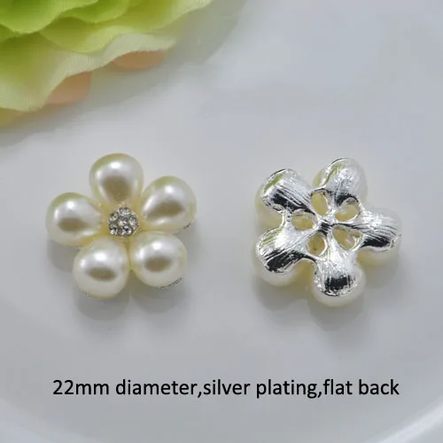 

(J0536) 22mm rhinestone metal button,flat back,silver or light rose gold plating,ivory pearl