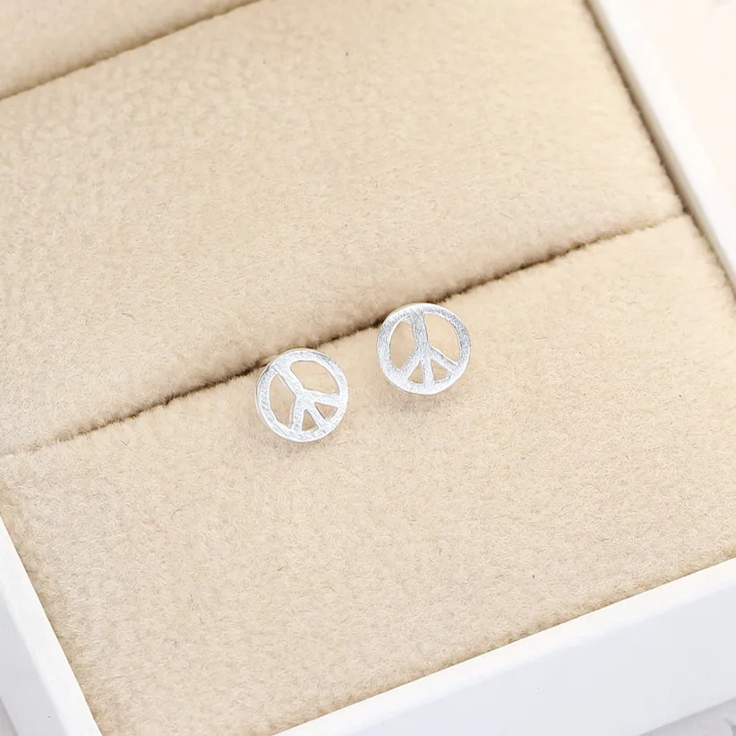 MIESTILO Tiny 5 мм Love Peace Настоящее серебро 925 пробы серьги Ретро стиль Круглые CND