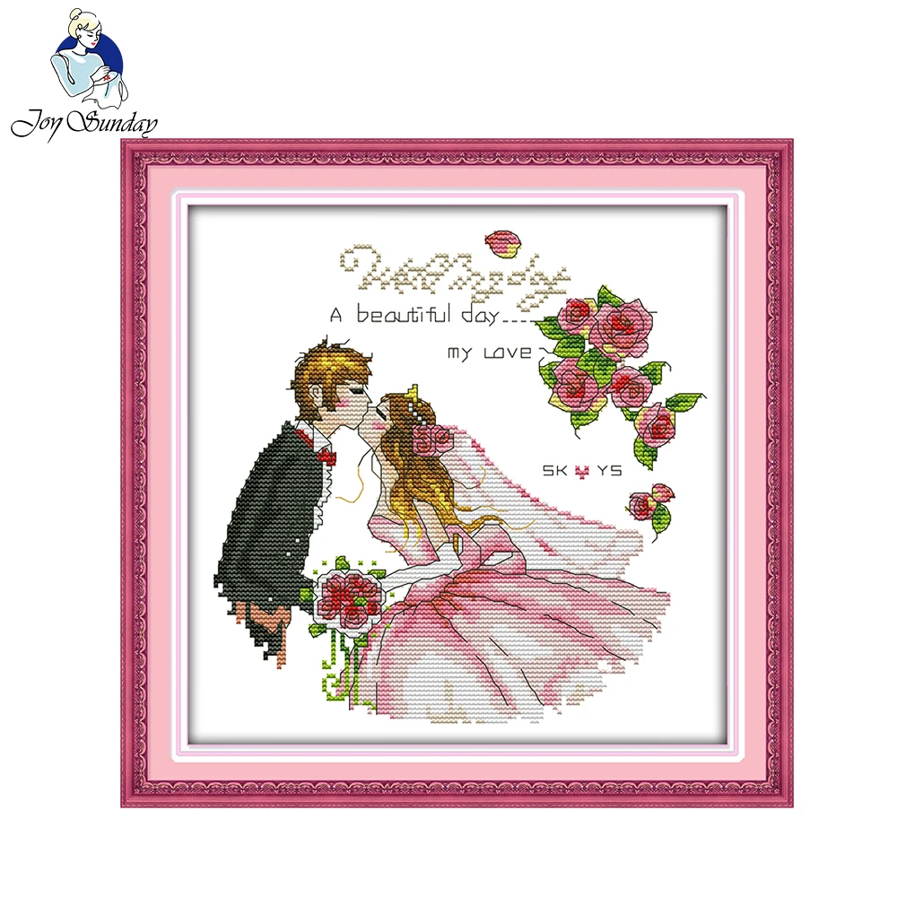 Joy Sunday Wedding вышитый узор напечатанный на ткани 14CT11CT наборы для вышивки крестом