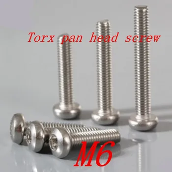 

20pcs/lot m6*8/10/12/14/16/18/20/25/30/35/40/45/50/55/60/65/70/80 6mm Stainless Steel Torx Pan Head Machine Screw