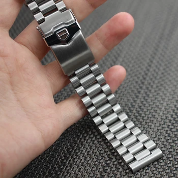 

20mm 22mm Solid Link Wrist Band Watch Strap Stainless Steel Bracelet Replacement Men New Folding Clasp Silver