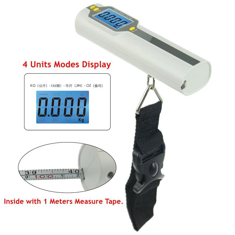 JIGUOOR 50KG LCD Hook Luggage Baggage Scale Digital Scale Retractable