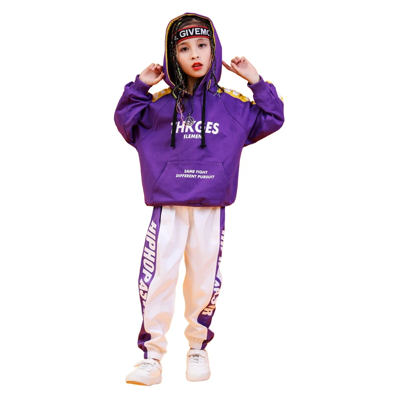 Kids Letter Hoodie Tops cotton children sport suits Dance Costumes for Girls Teenage Girl Hip Hop Clothing 10 12 14 16 18 Years (1)