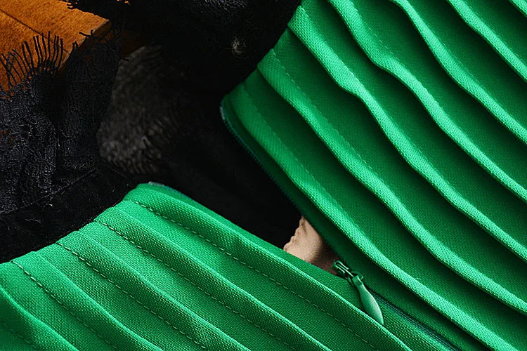 XF магазин Специальное высококачественное модное дизайнерское подиумное осеннее платье Плиссированное женское бархатное винтажное кружевное платье с длинным рукавом