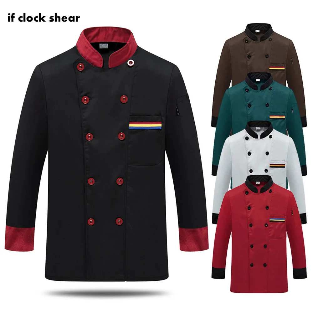 

Long sleeve Chef jacket uniform Hotel restaurant food service waitress shirt cook Tooling men coat chef clothes work uniforms