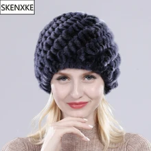 Горячая Распродажа русская леди натуральный настоящий мех кролика шапки женские вязаные уличная шапка из меха кролика рекс новая теплая натуральная меховая шапка