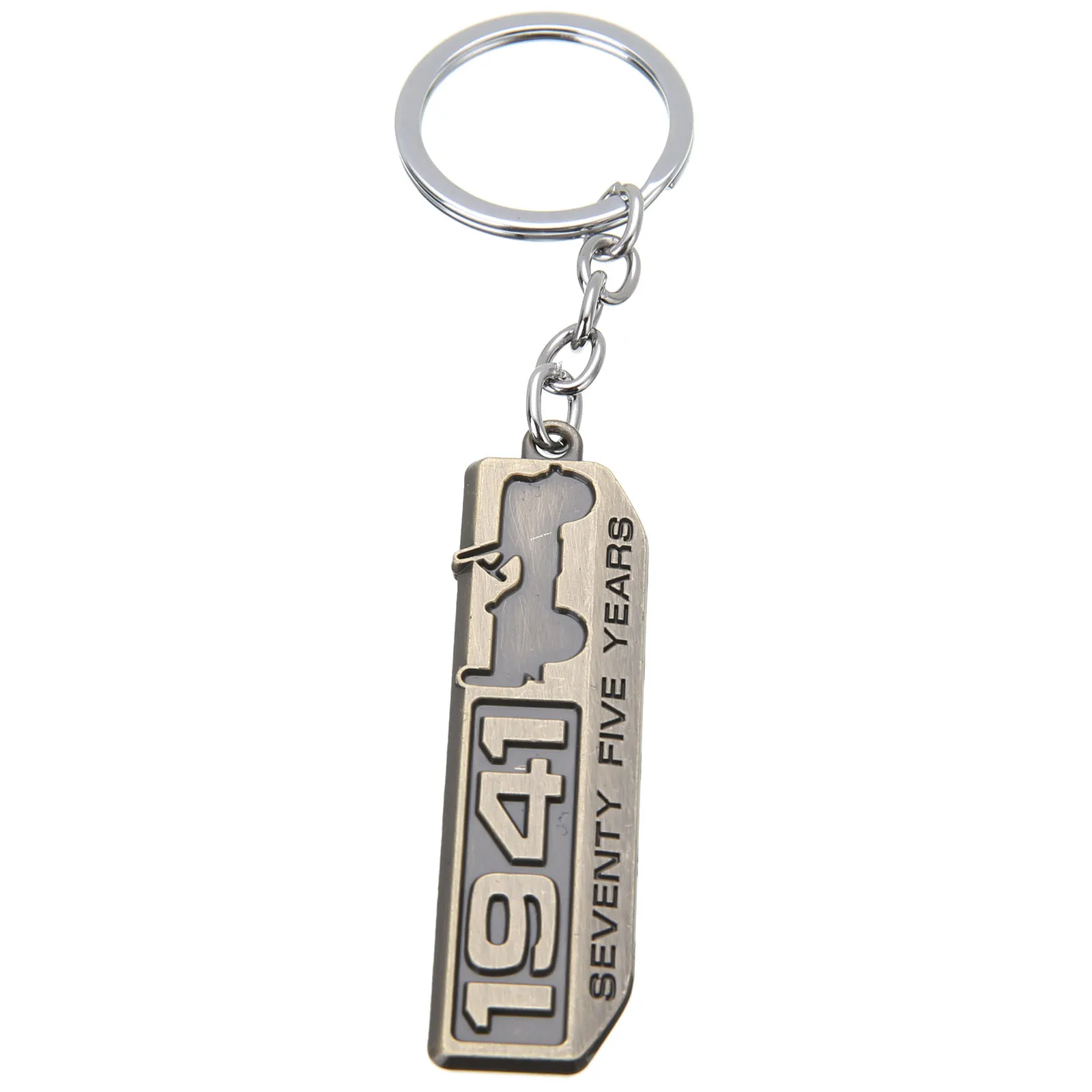 1pc Car Metal Cool Key Ring SEVENTY FIVE YEARS 1941 Keychain Key Ring Keyfob For Car Jeep Keyring Accessory