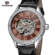 

FSG8085M3S3 Forsining factory New Automatic skeleton men watches with black leather strap gift box free shipping whole sale