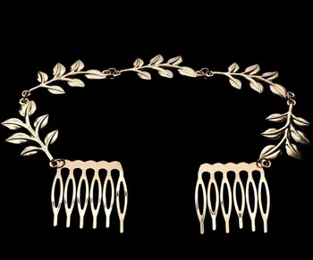 

Womens Personality Golden Tone Leaf Hair Cuff Chain Comb Headband Hair Band Hair Accessory Wholesale 12 Pcs