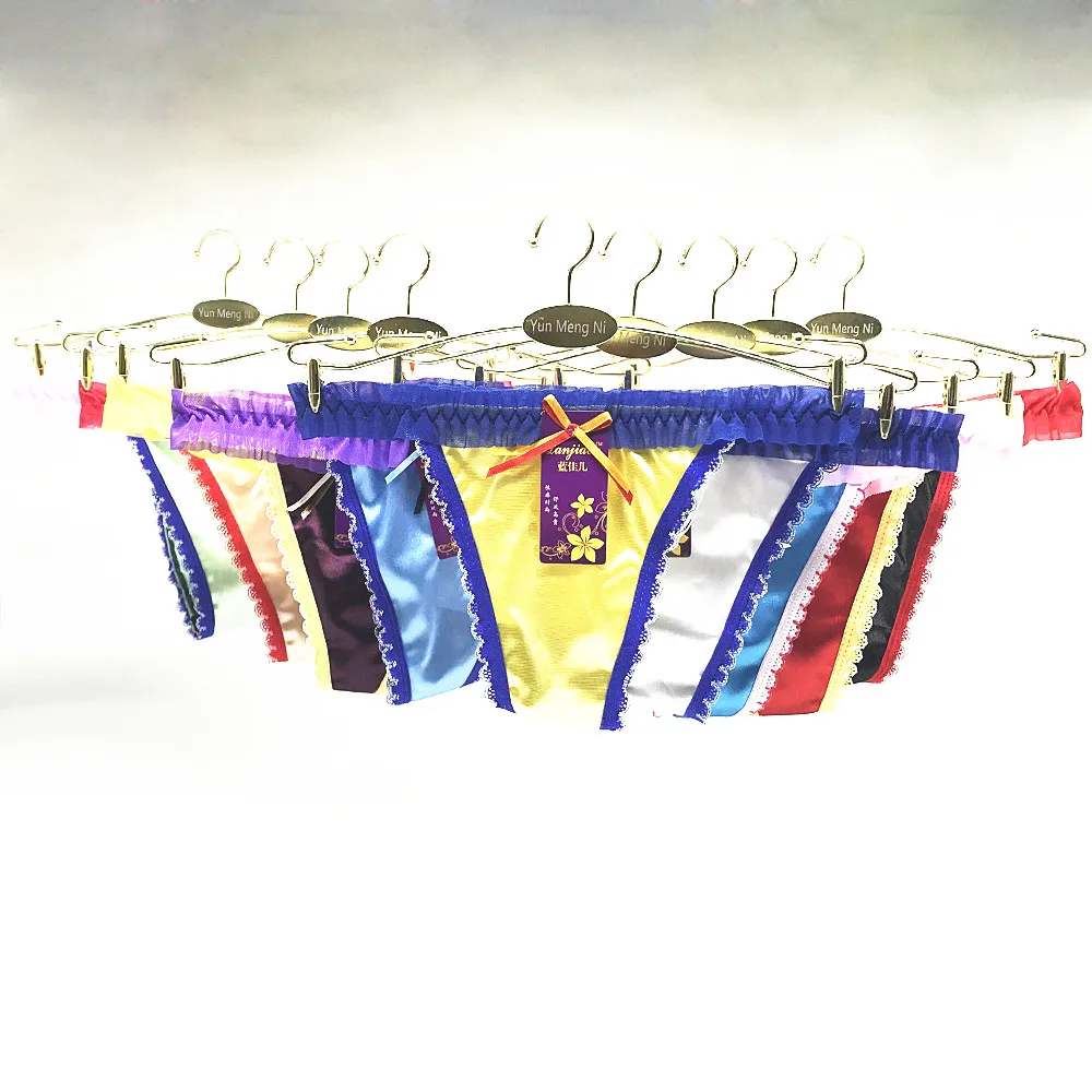 PRTYWB New Design satin panties Women underware String Thong Silk Satin Visavis Panties Sexy Lingerie butt pads santin Tanga vs |