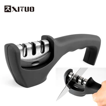 

XITUO Knife Sharpener for Ceramic, Steel, Straight and Serrated Knives & Scissors - Diamond/Tungsten/Ceramic Sharpening Blades