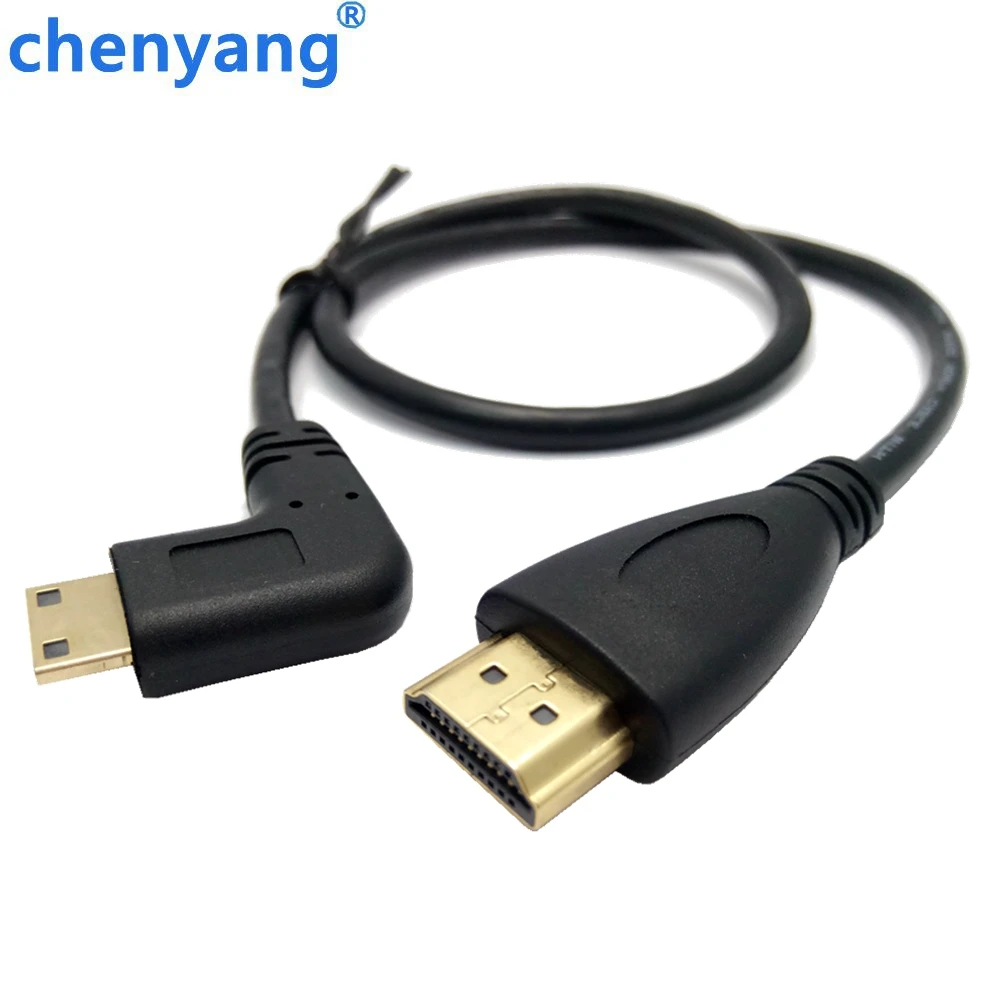 0 5 м 90 градусов угол мини HDMI к папа м/м кабель Разъем V1.4 для DSLR видеокамеры ЖК