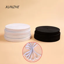 XUNZHE 40 метров 10 мм/20 мм белый/черный цветной эластичный мягкий вязаный плетеный эластичный ремешок для шитья одежды аксессуары