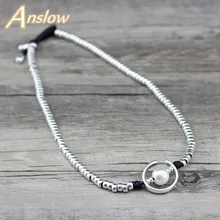 Anslow модные ювелирные изделия ручной работы серебряный бисер очарование обертывание в форме Луны имитирующий жемчуг цепочка для вечеринки ювелирные изделия LOW0047AN