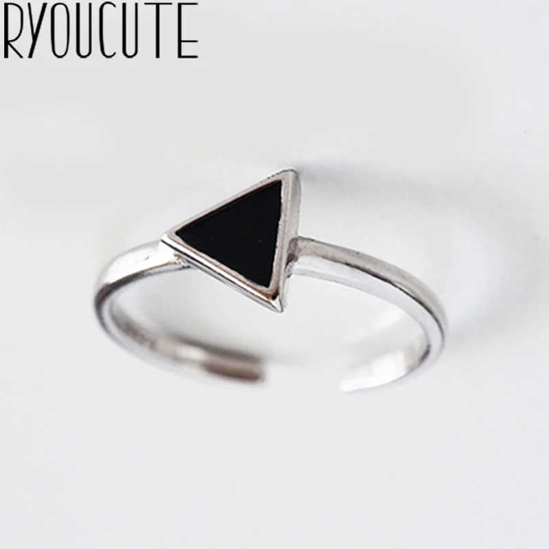 

Bohemian Vintage 925 Sterling Silver Triangle Rings for Women Bijoux Fashion Adjustable Size Finger Rings Anillos Mujer