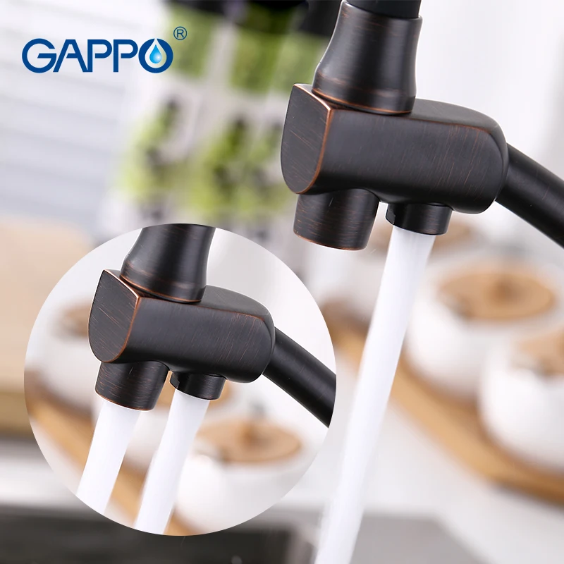 Gappo kitchen sink faucet 3 way water filter tap black brass kitchen mixer  Kitchen Put Out Faucet  Kitchen Crane Brass mixer