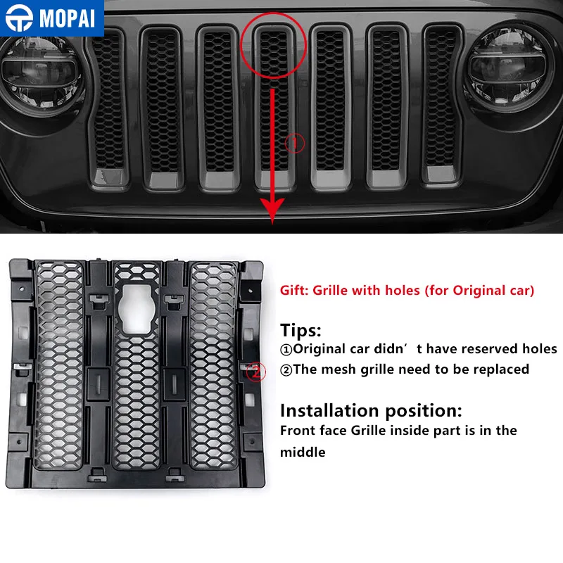 MOPAI Car Grilles Smart Locks Cover for Jeep Wrangler JL Car Hood Latch Catch Lock Kit for Jeep JL Wrangler Car Accessories