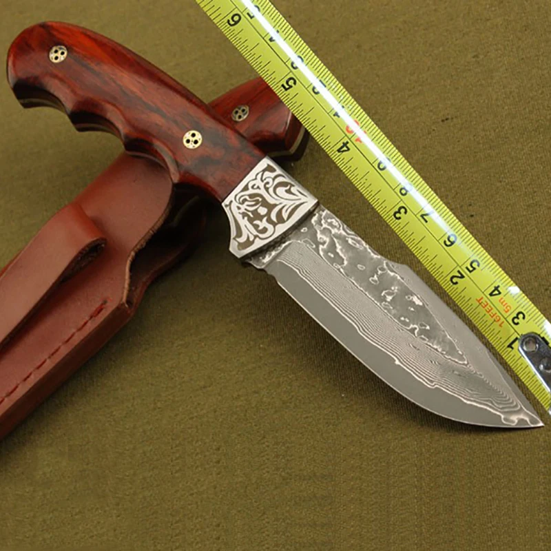 Купить Бесплатная доставка Высокое качество Ручной Кованые Дамаск Фиксированным Лезвием Ножа Тактический Нож Охотничий Нож Кемпинг инструмент В...