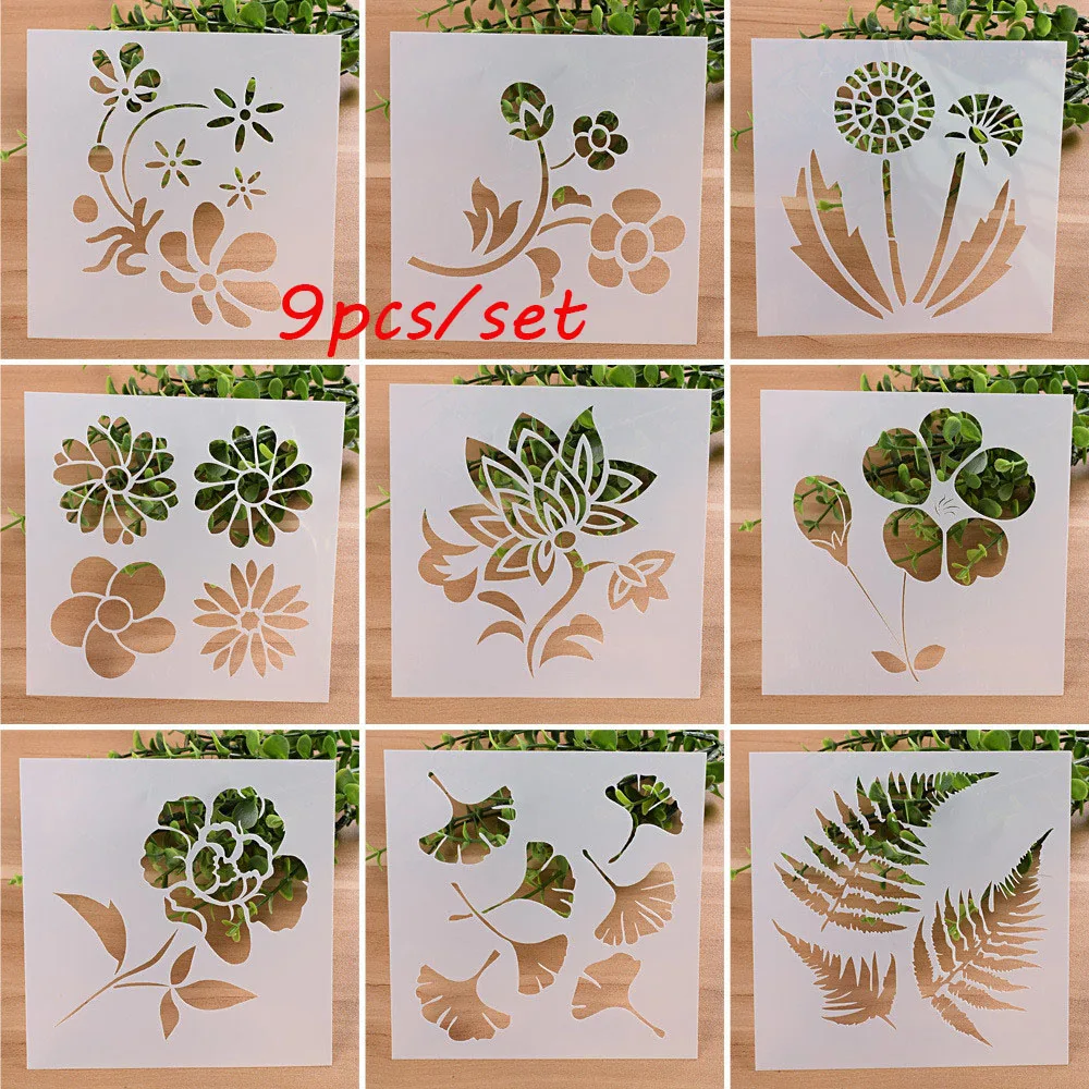 

9PCS/set DIY Craft Flower Pattern Layering Stencils For Walls Painting Scrapbooking Stamp Album Decor Embossing