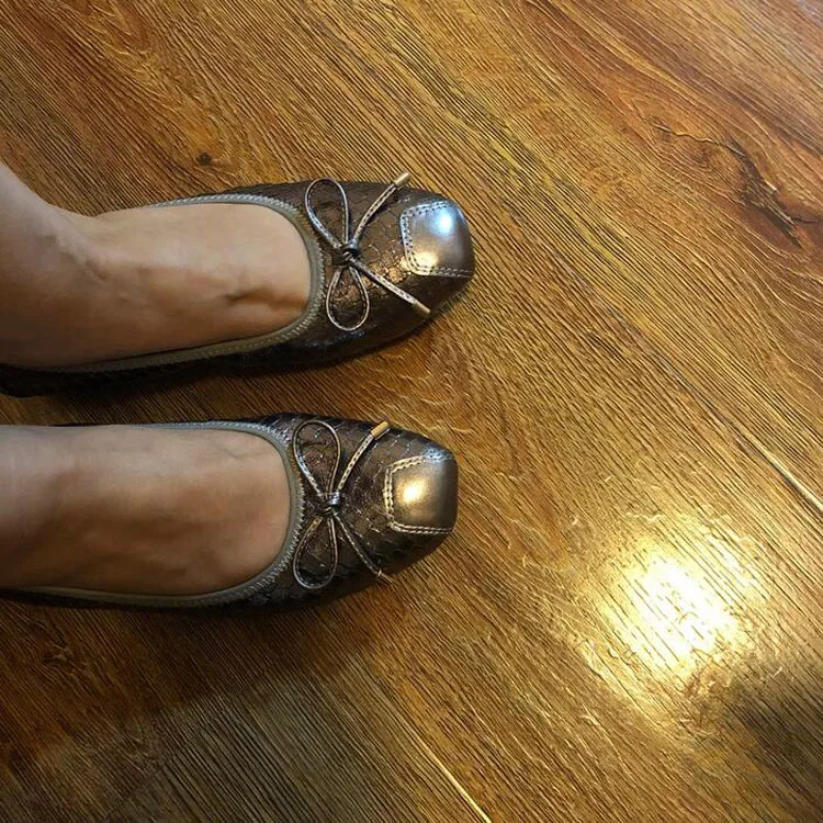 Genuine Leather Women Soft Flats Women Slip-on Shoes Square Toe Elegant Office Lady Shoes for Party Causal Baleriny Woman Loafer (15)